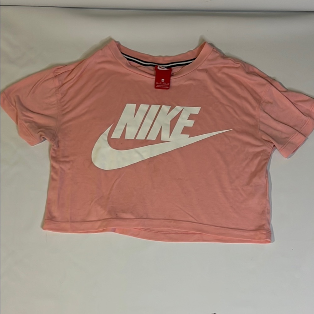 Nike Coral Pink Crop Top with White Logo